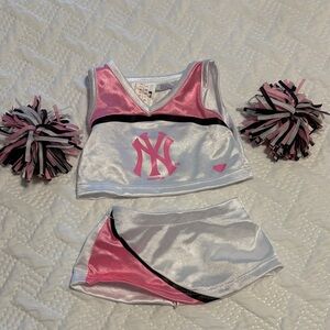Build A Bear B.A.B Workshop NY Yankees Pink & White Cheerleader Outfit Pom Poms